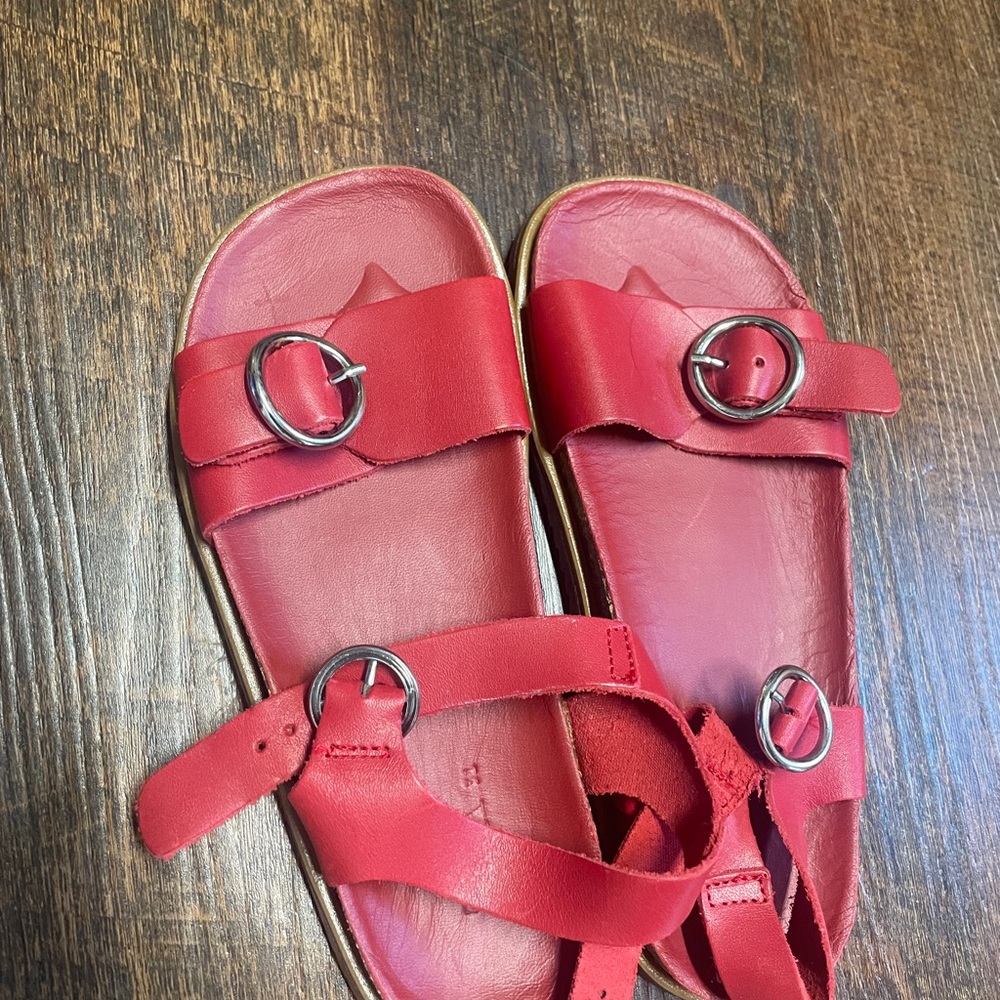 Zara Kids Red Sandals with Silver Buckles